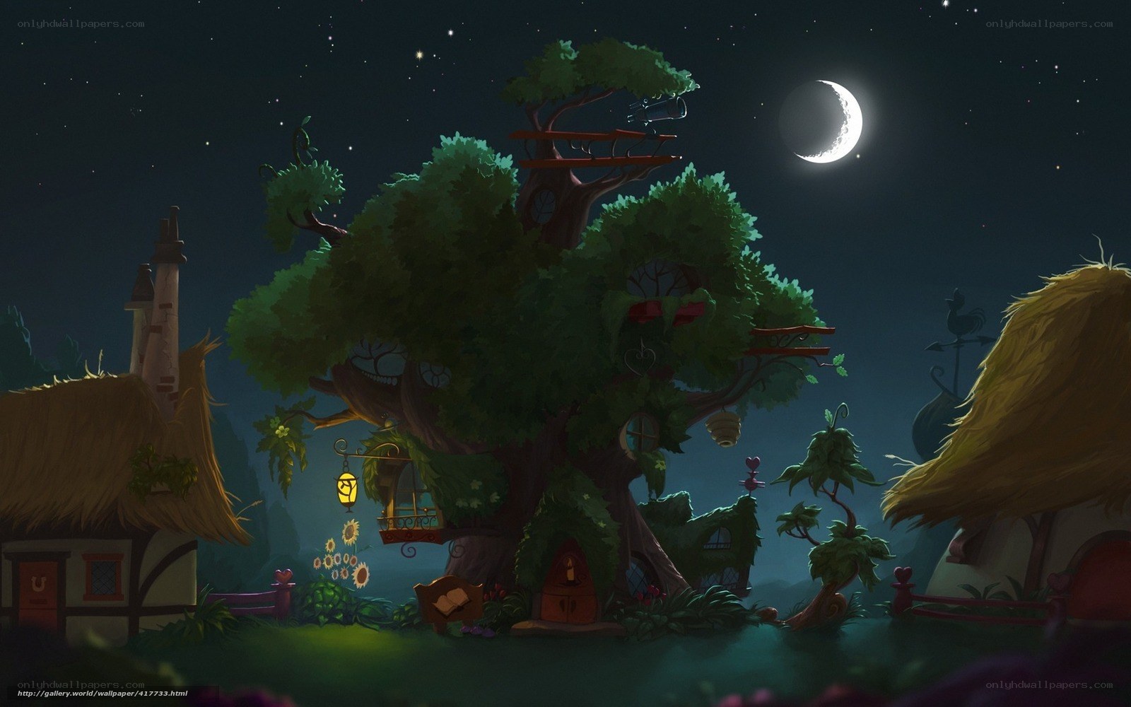 Nighttime fairy tale village
