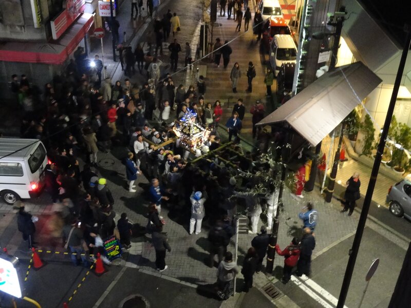 Nighttime festival procession