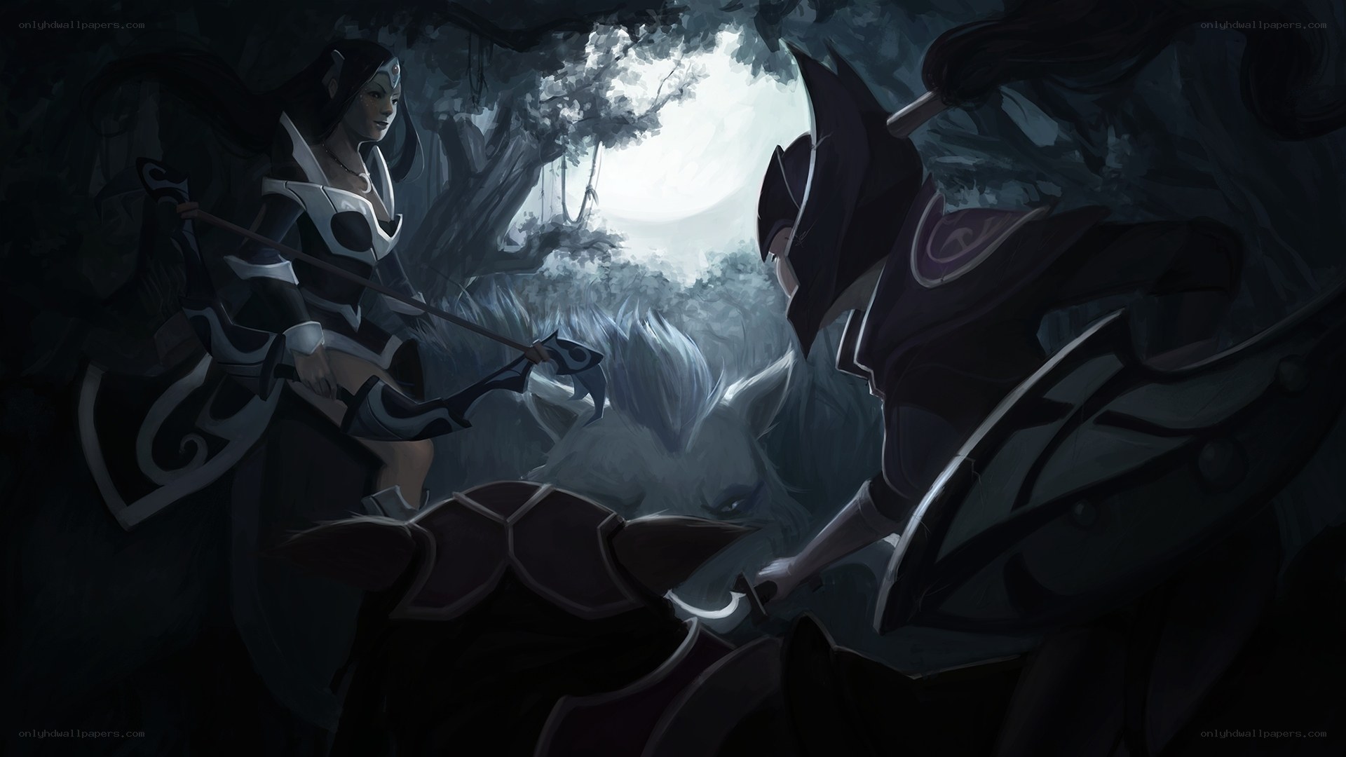 Nighttime forest confrontation