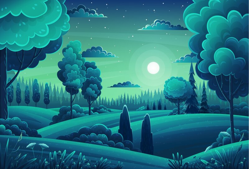 Nighttime Forest Landscape — Green