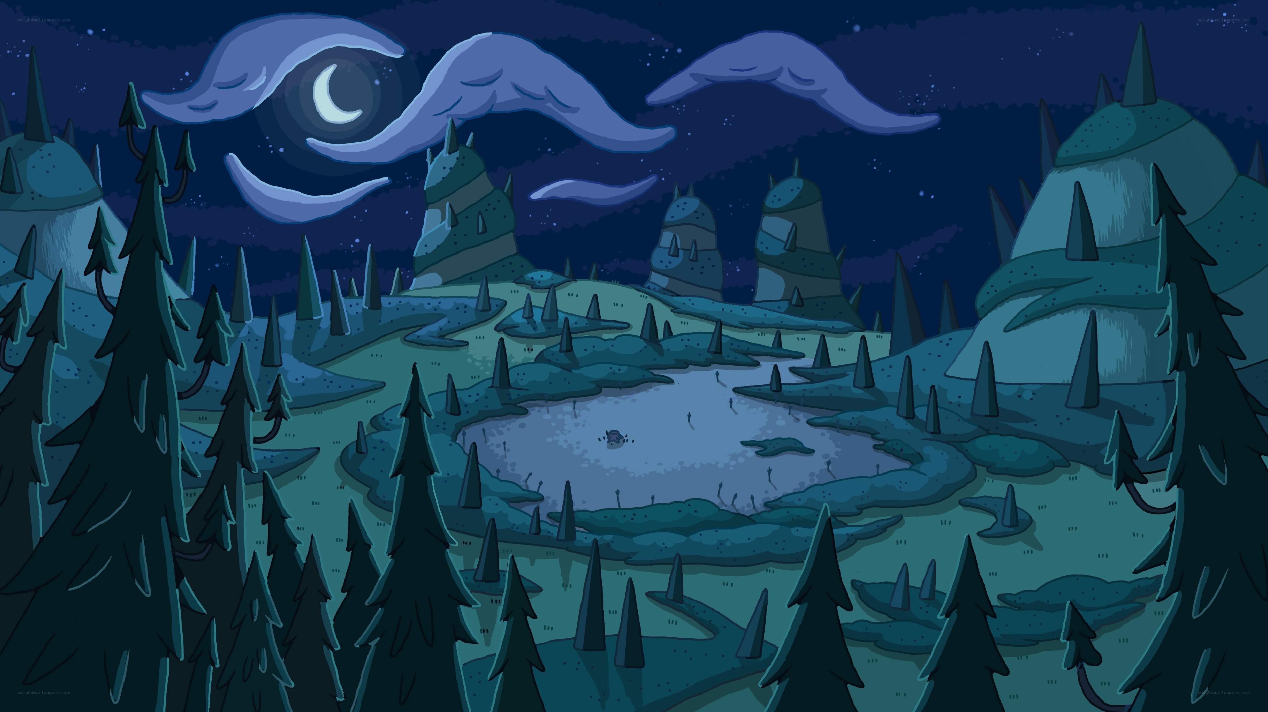 nighttime forest landscape