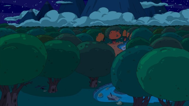 nighttime forest scene