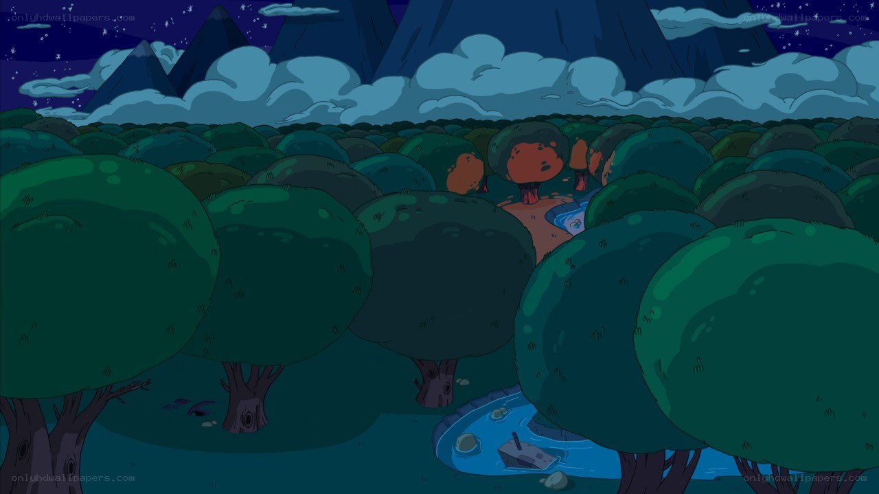 nighttime forest scene