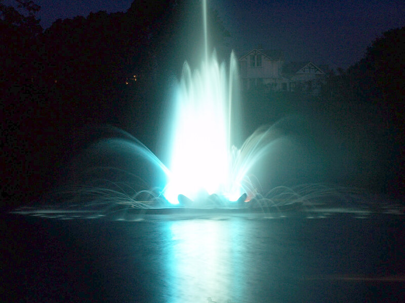 nighttime fountain display