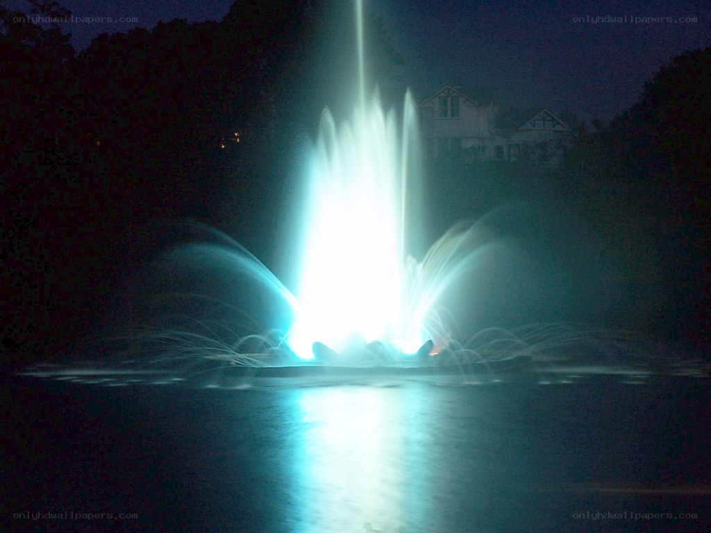 nighttime fountain display