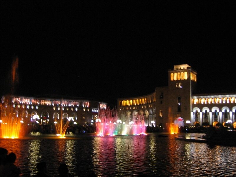 nighttime fountain display