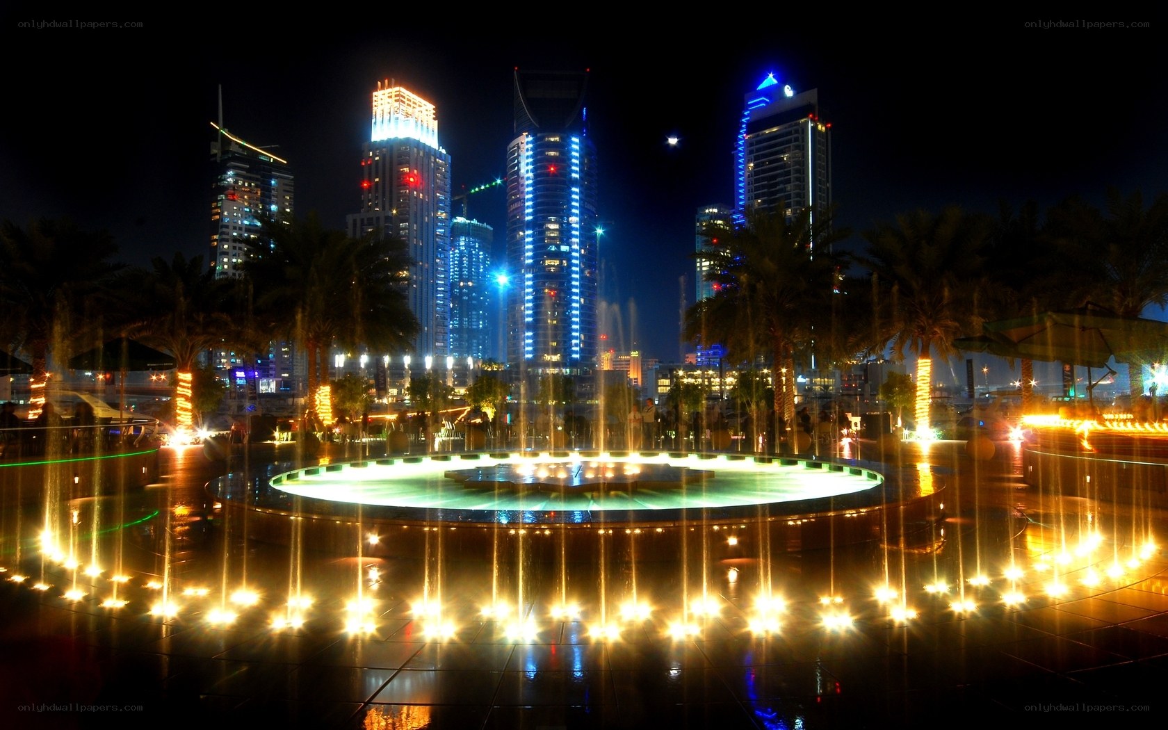Nighttime fountain in Dubai