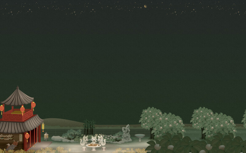 Nighttime garden scene