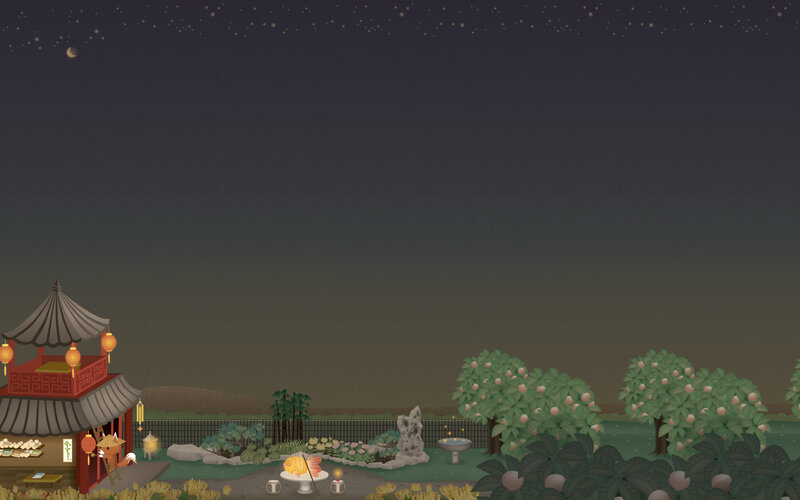 Nighttime garden scene