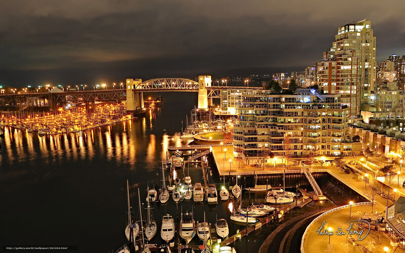 Nighttime Harbor Cityscape — Black