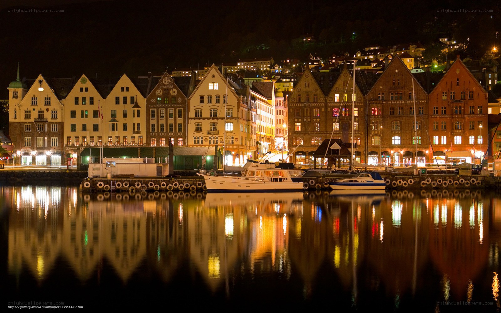 nighttime harbor in norway