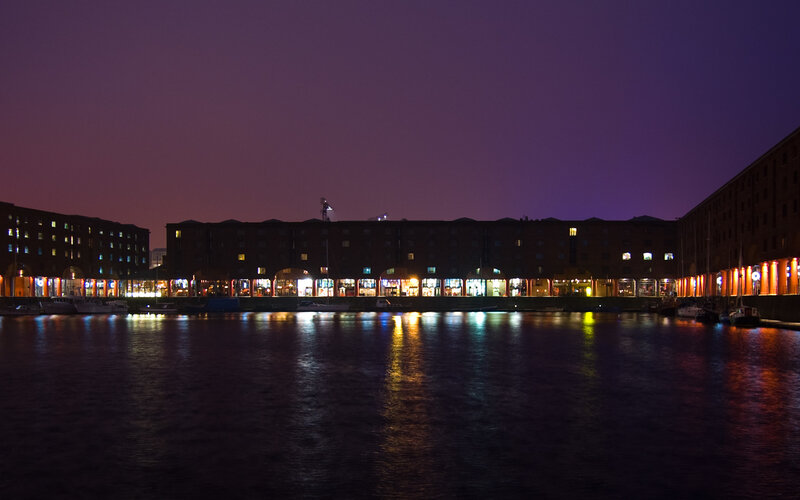 nighttime harbor lights