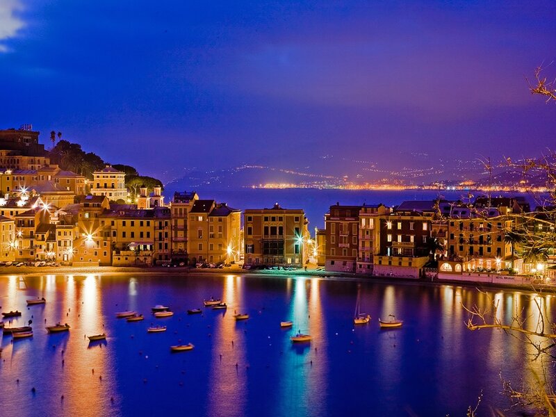 Nighttime Harbor Town