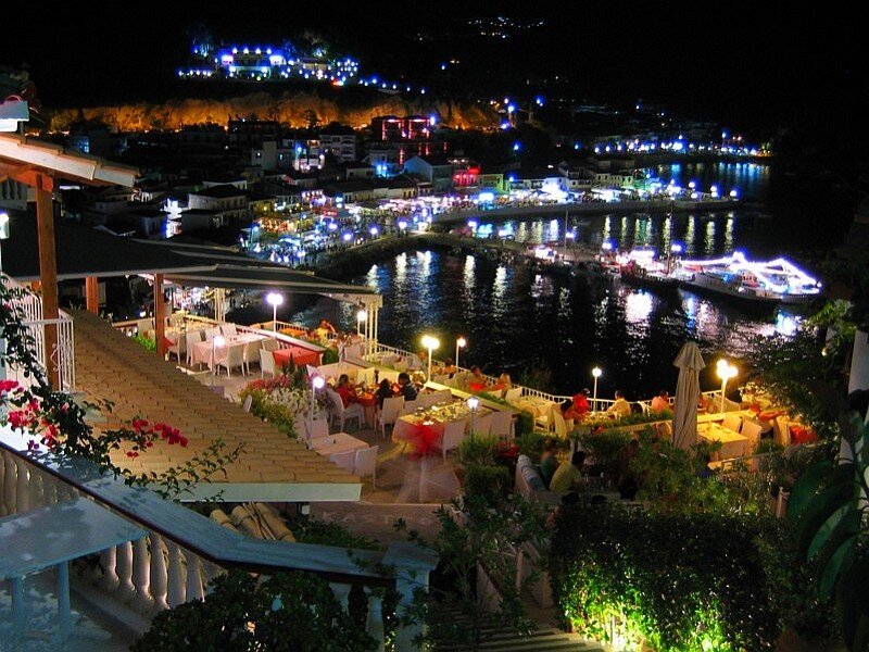 Nighttime Harbor View — Black, Calm, Night