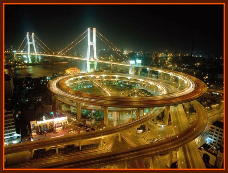 Nighttime Highway Interchange — Black