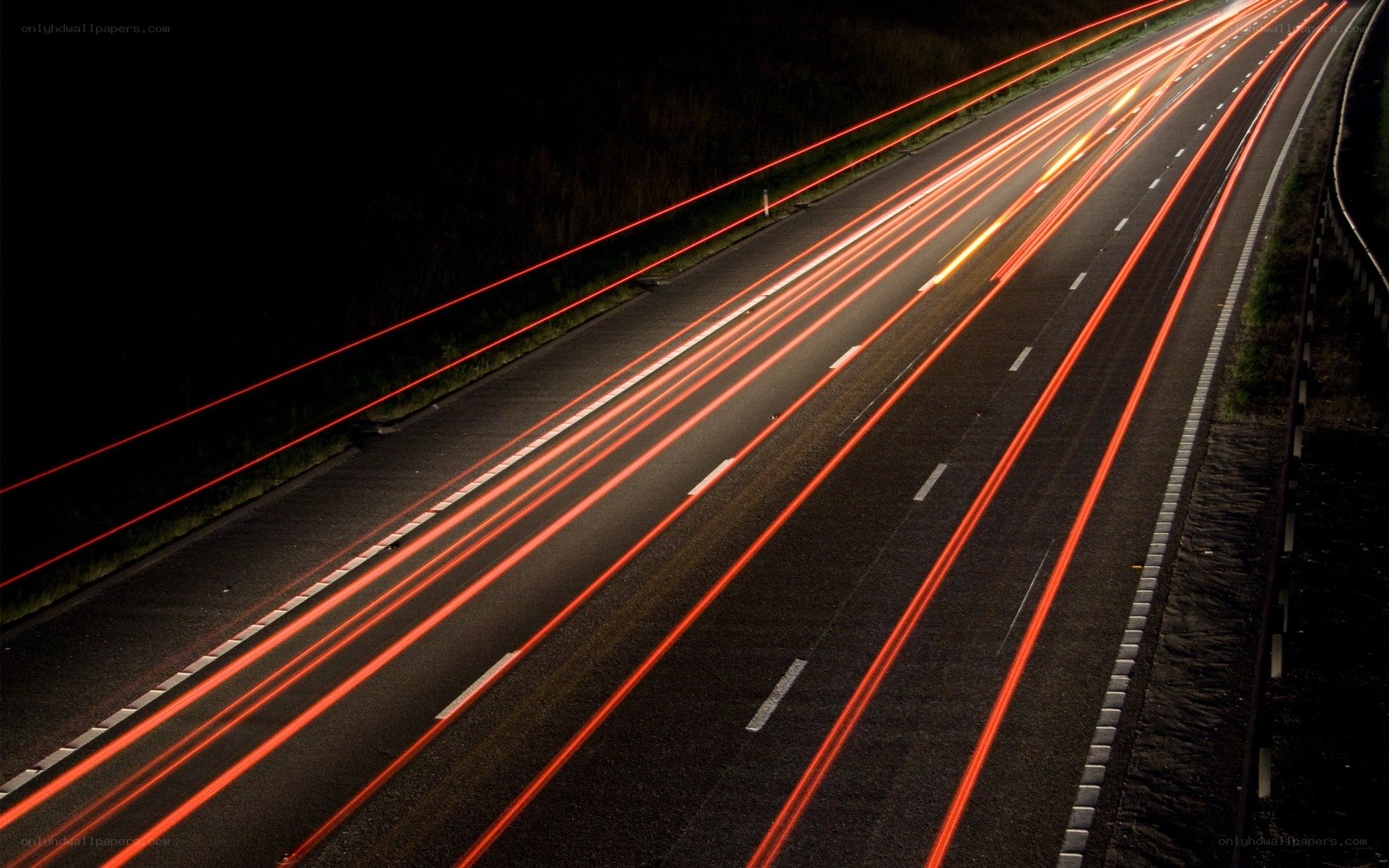 Nighttime highway light trails