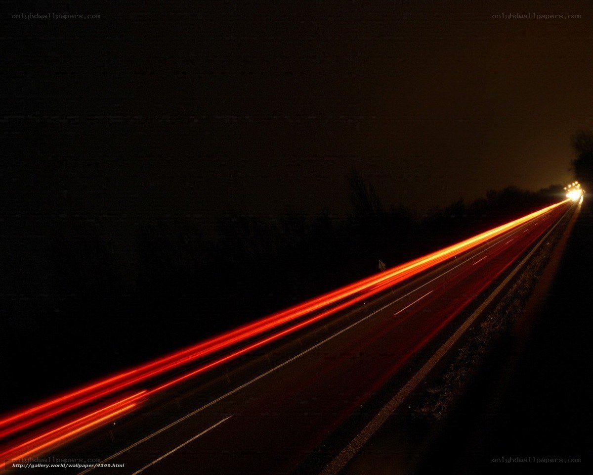 Nighttime highway light trails