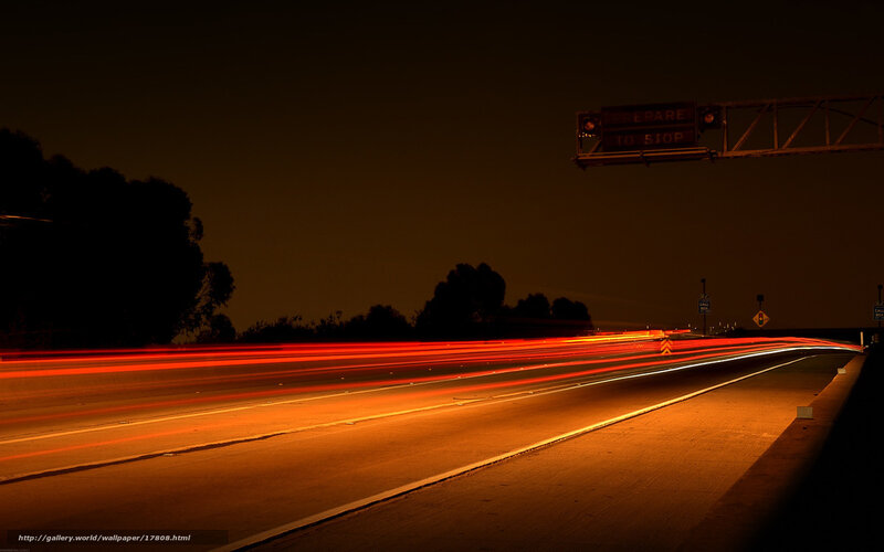 Nighttime highway light trails