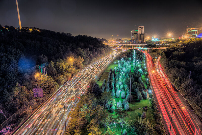 Nighttime Highway Traffic — Black, Dramatic, Night