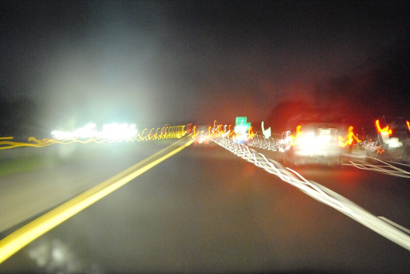 Nighttime highway traffic blur