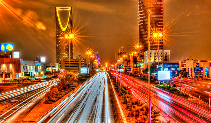 Nighttime Highway Traffic — Orange