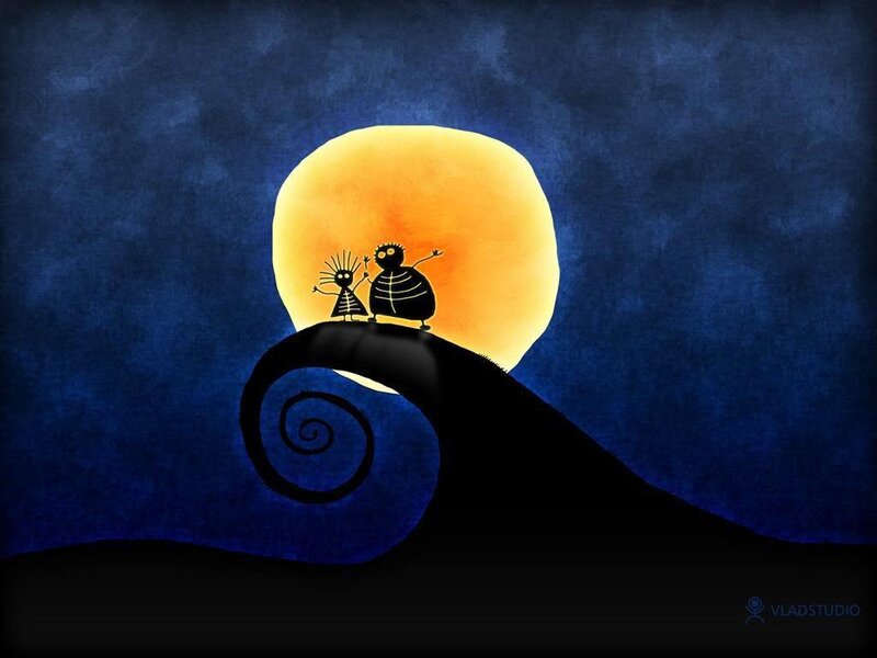 nighttime hilltop scene
