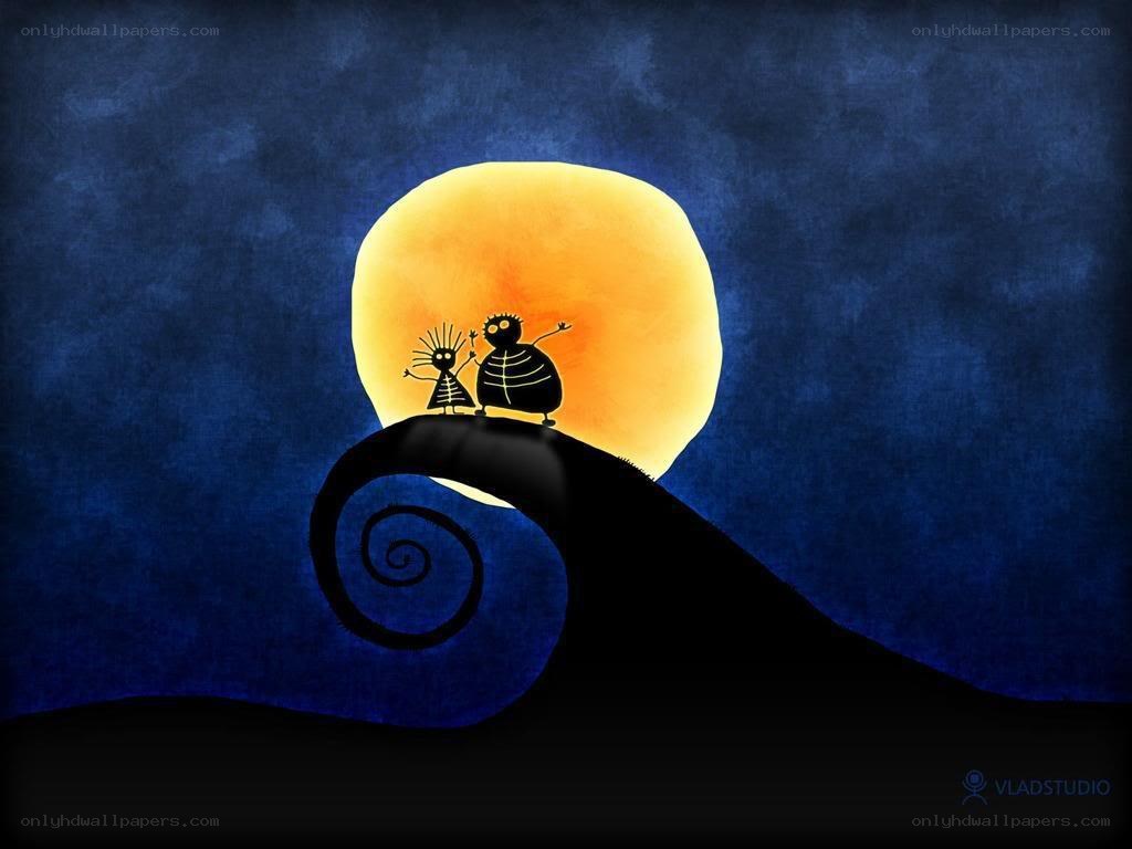 nighttime hilltop scene