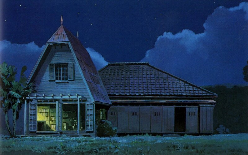 Nighttime house illustration