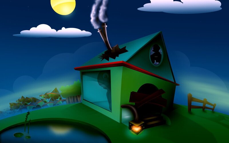 nighttime house scene