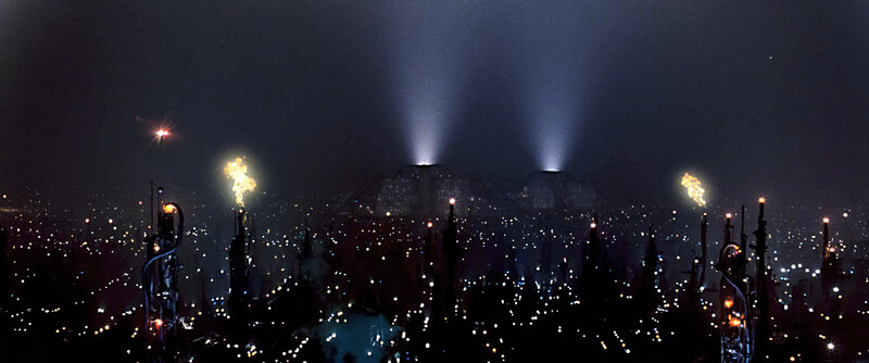 nighttime industrial cityscape
