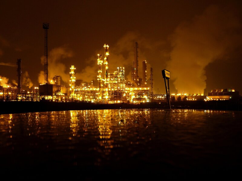 Nighttime industrial complex