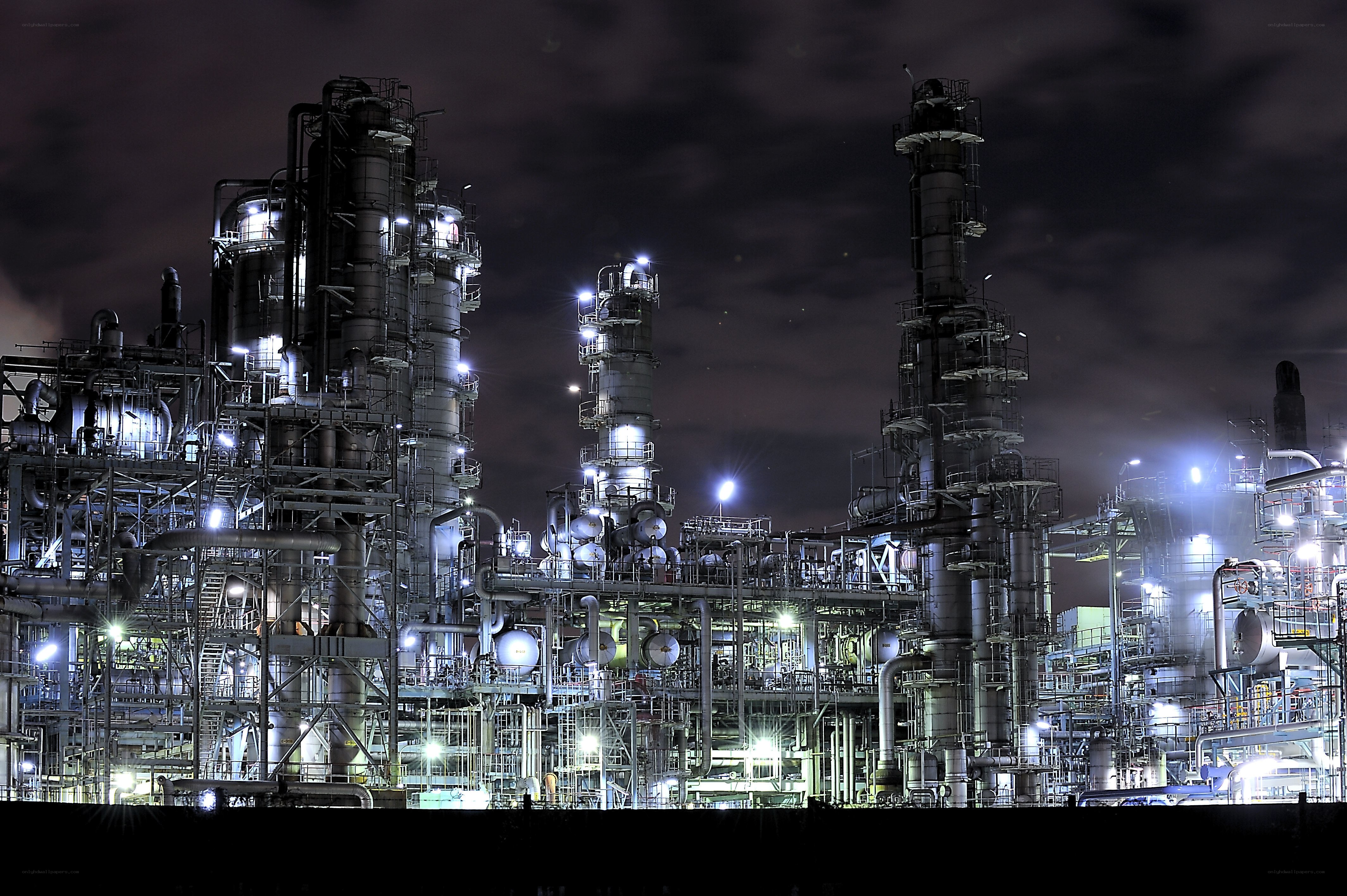 nighttime industrial complex
