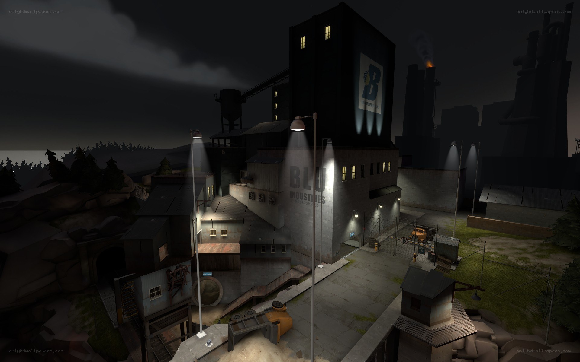 nighttime industrial complex
