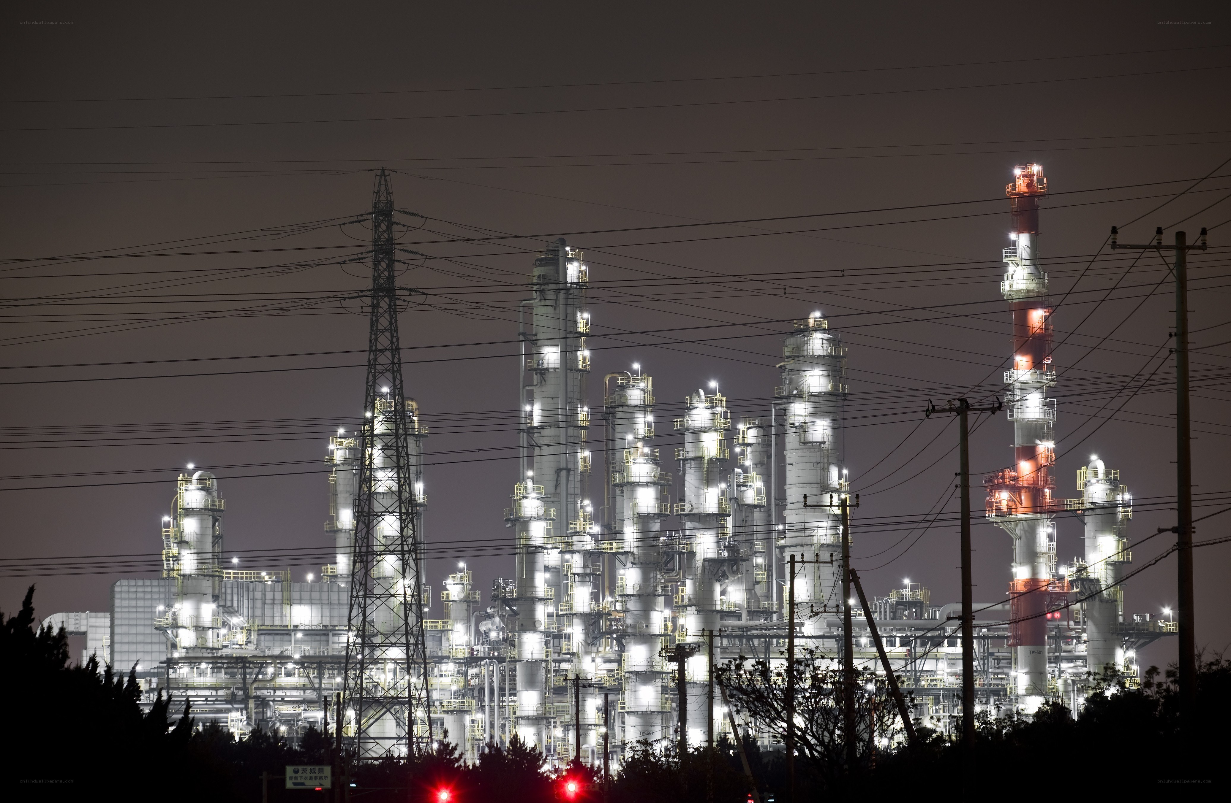 nighttime industrial complex