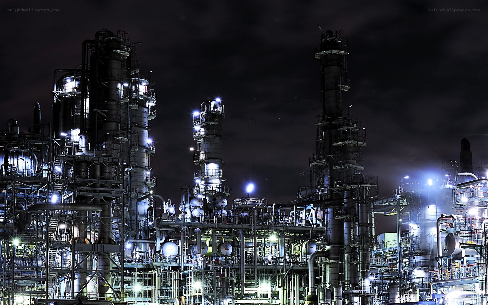 Nighttime industrial complex