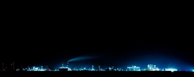 nighttime industrial complex