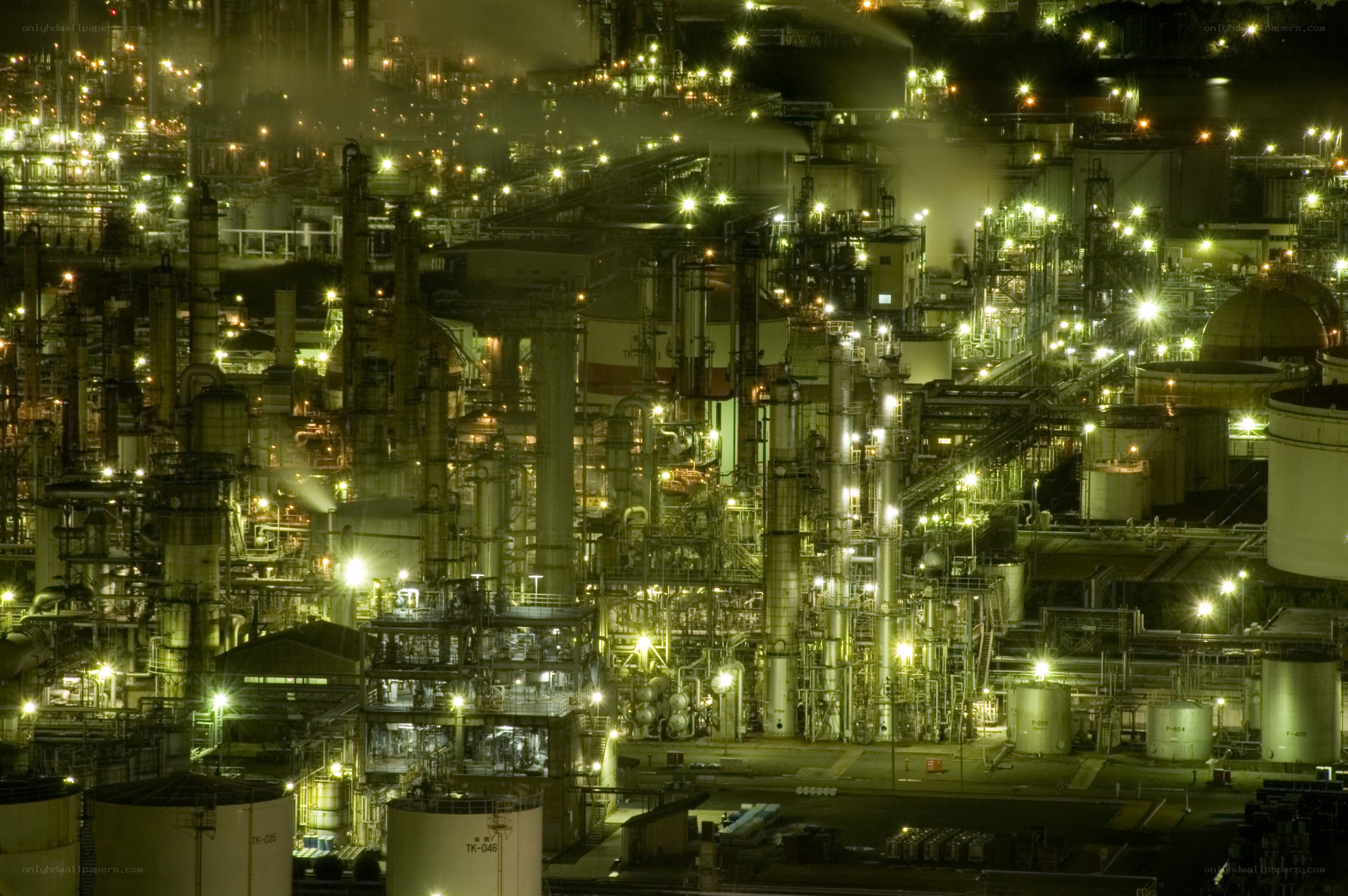 nighttime industrial complex