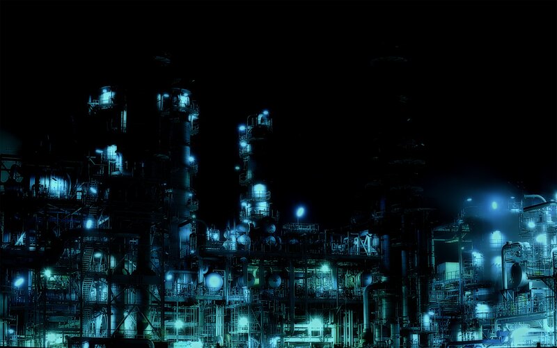 nighttime industrial complex