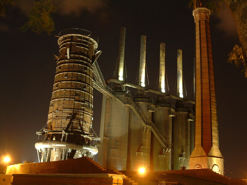 nighttime industrial complex