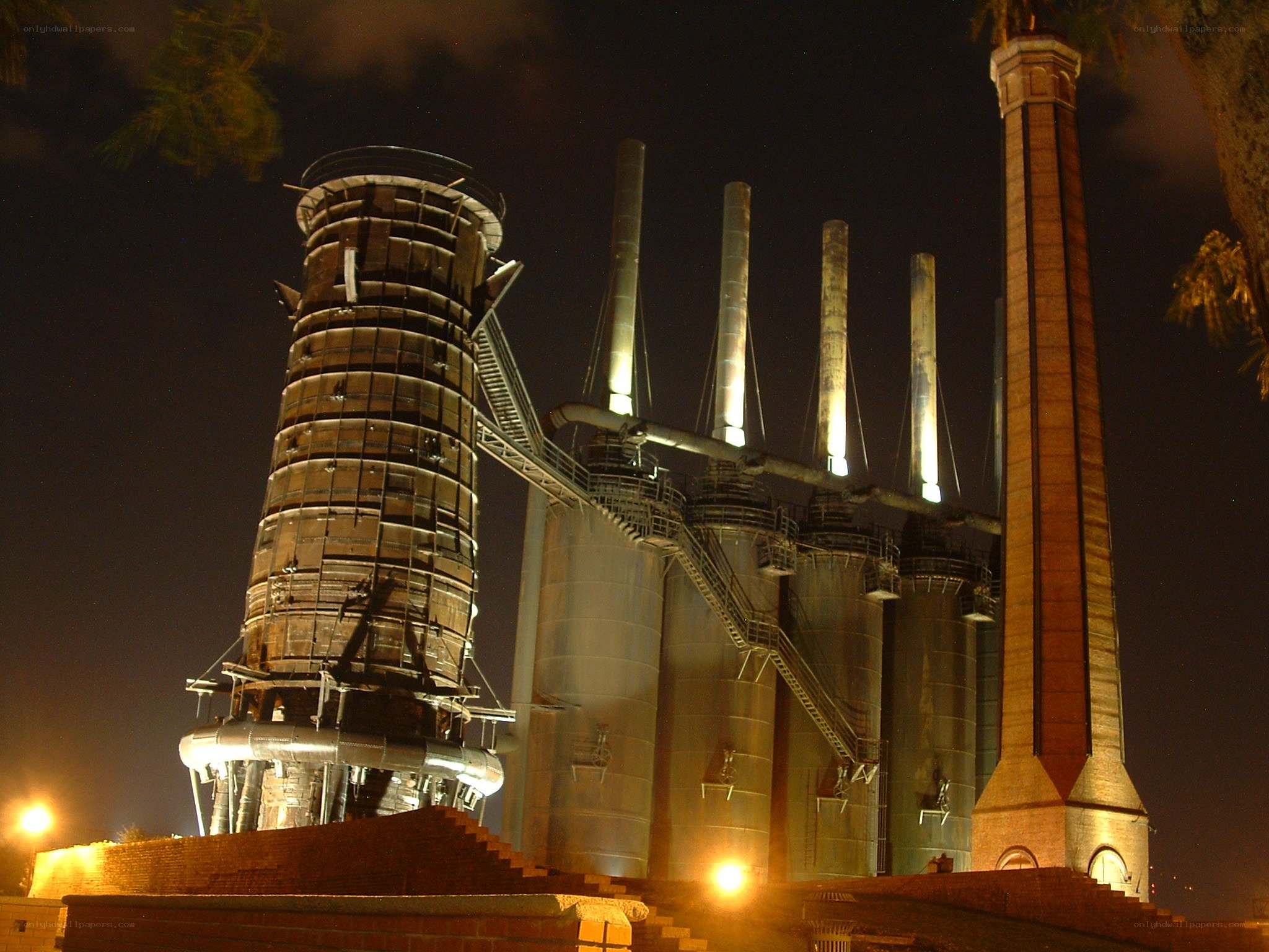 nighttime industrial complex