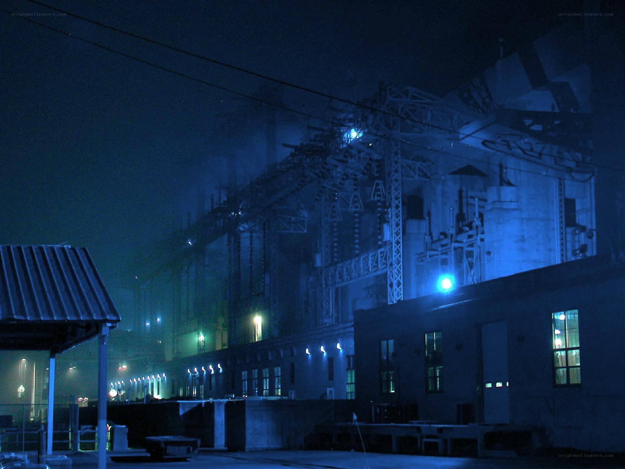 Nighttime industrial facility