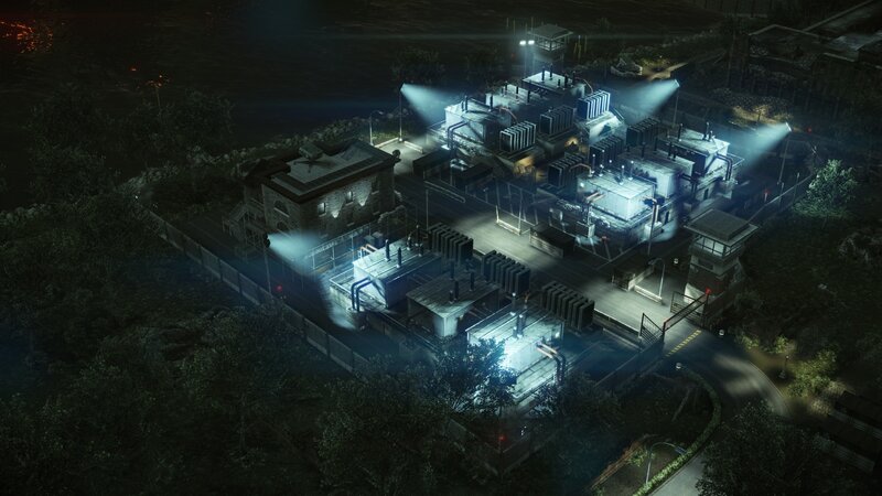 nighttime industrial facility