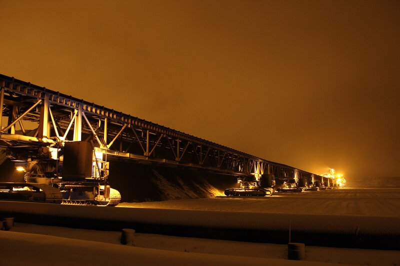 Nighttime industrial mining operation