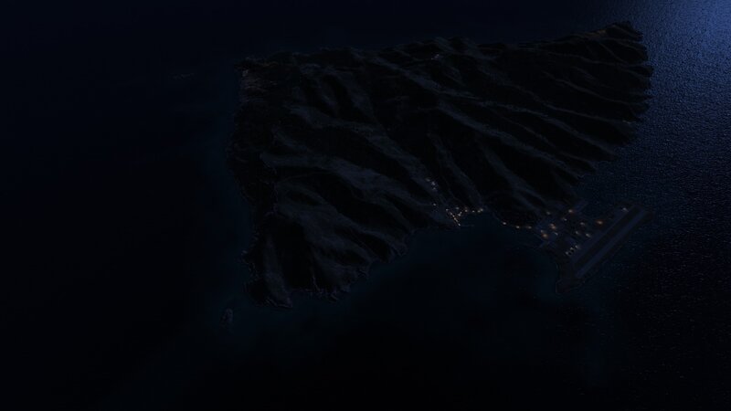 nighttime island aerial view