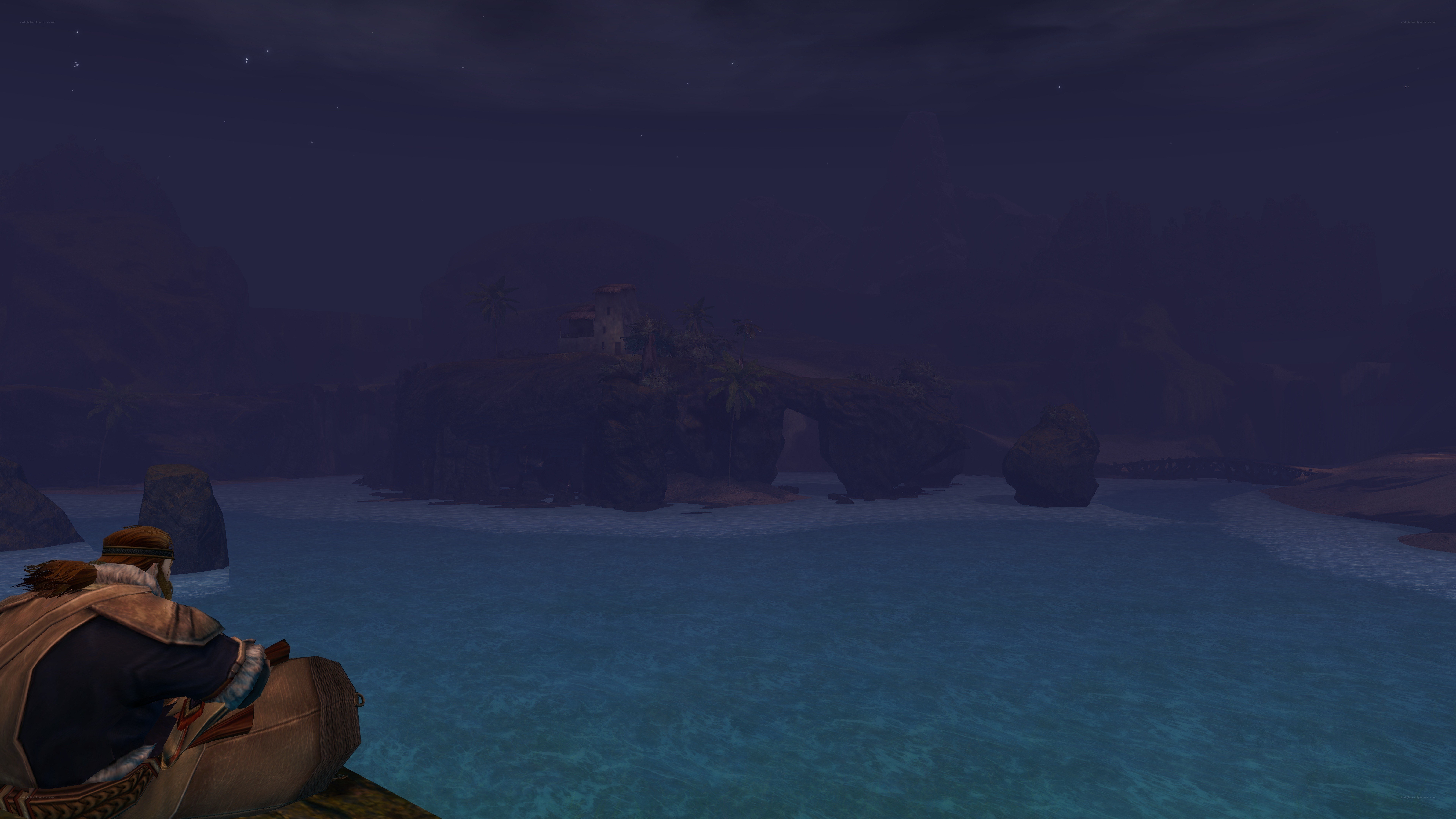 nighttime island view from boat