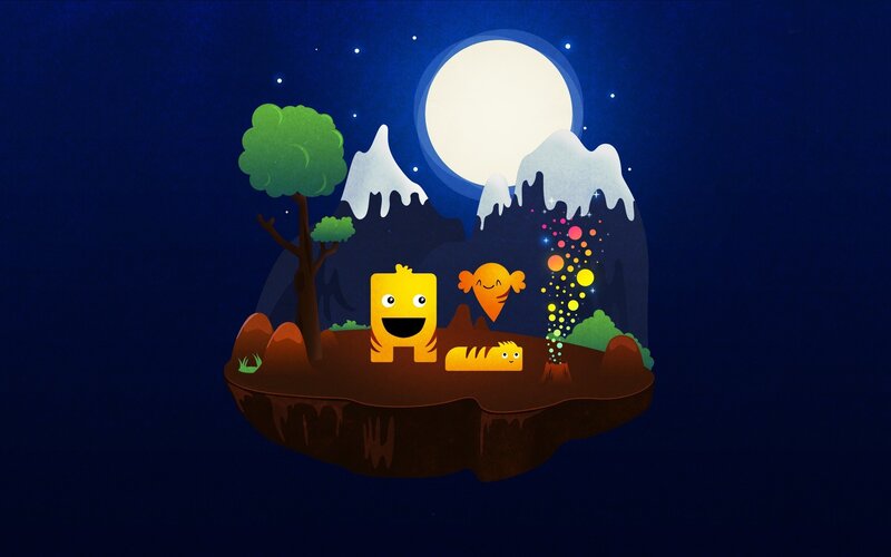 nighttime island with monsters