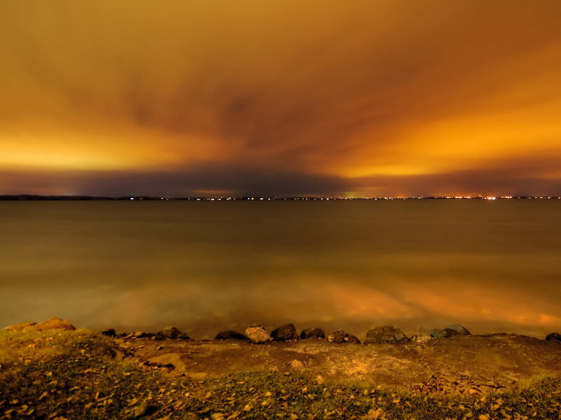 Nighttime Lake Shore