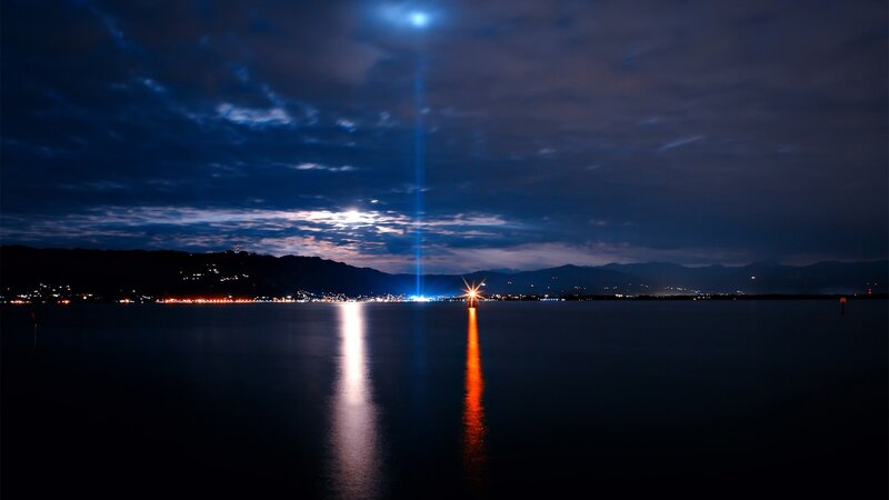 Nighttime Lake View — Blue, Serene, Night