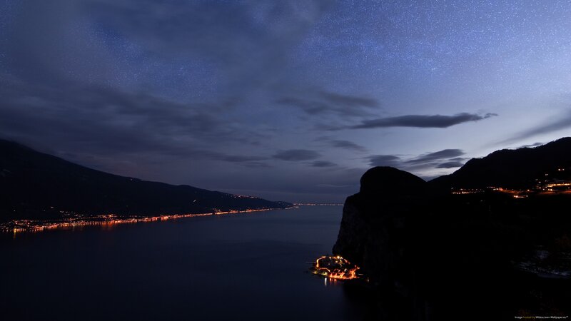 Nighttime Lake View — Blue, Serene