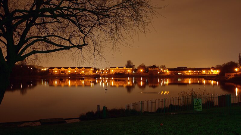 Nighttime Lake View — Orange, Calm